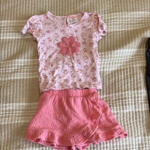 Charming Pink Floral Top and Skort Matching Set
